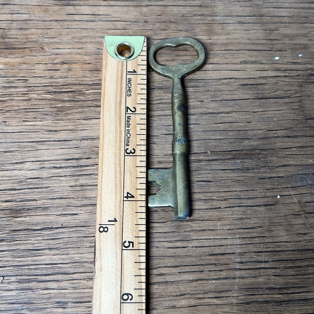 Brass Skeleton Keys Large Solid Barrel Ornate Large 4.5" Vintage